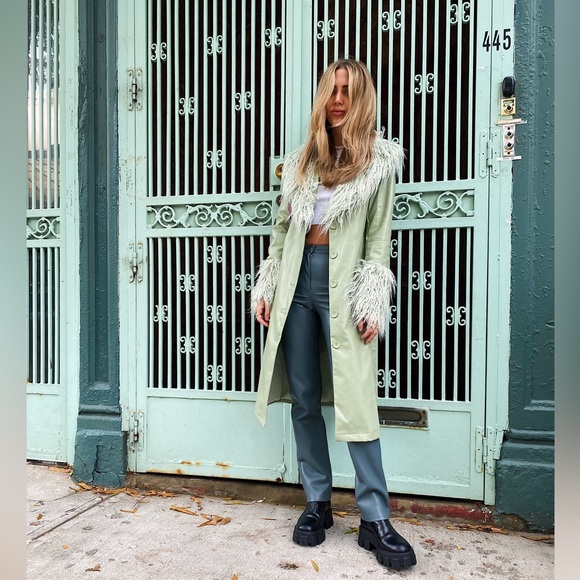 verge girl sage leather shag coat - Picture 3 of 6